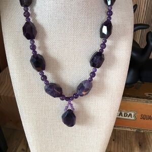 Stunning Rough Cut Amethyst Bead Necklace